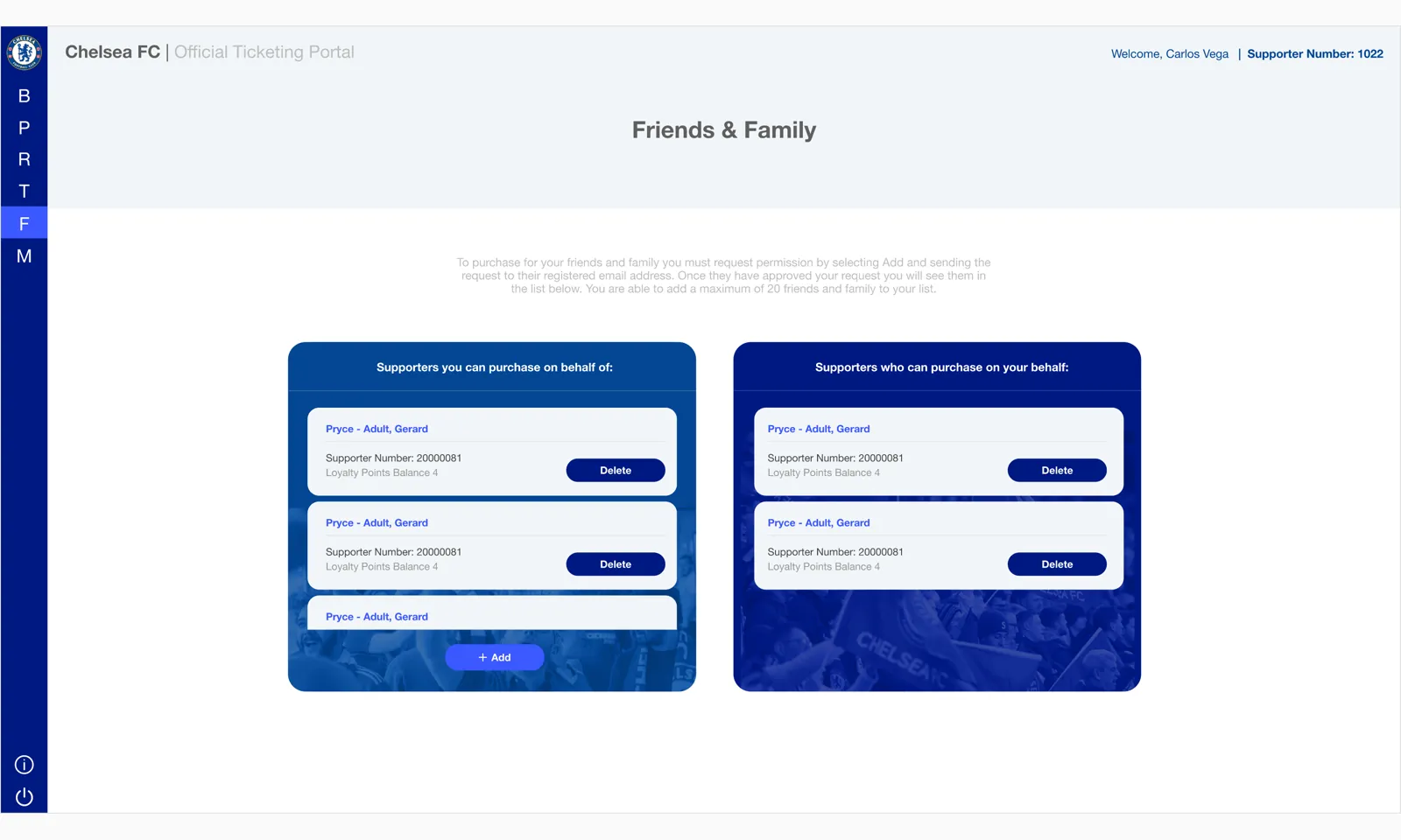 Friends & Family: comprar en nombre de miembros asociados.