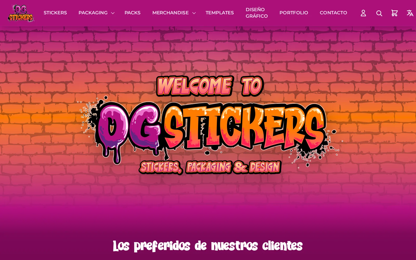 Portada de la tienda: stickers, packaging y diseño.