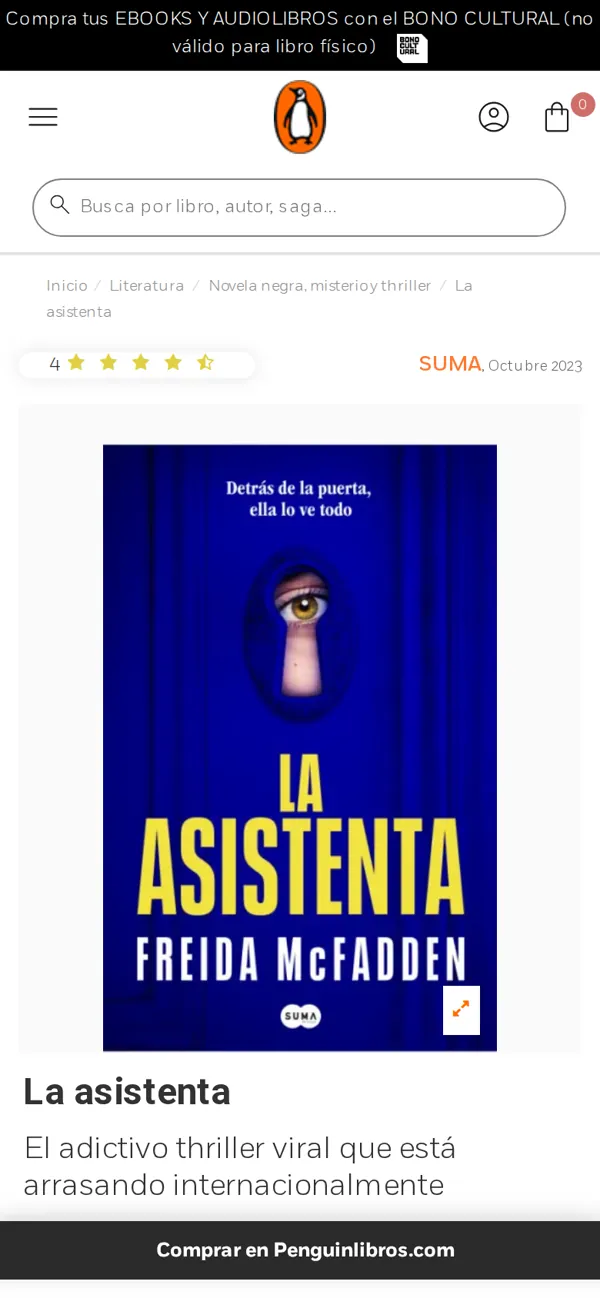 Ficha de libro en móvil.