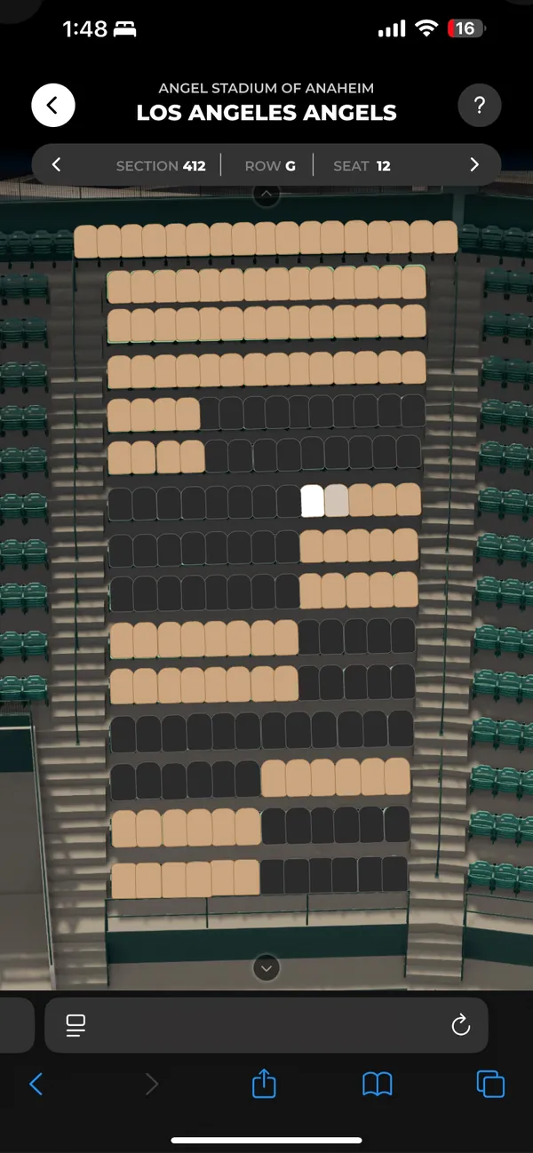 Selector de asiento a pantalla completa.